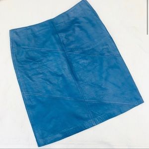 VINTAGE Cobalt Blue Leather Pencil Skirt Sz 10